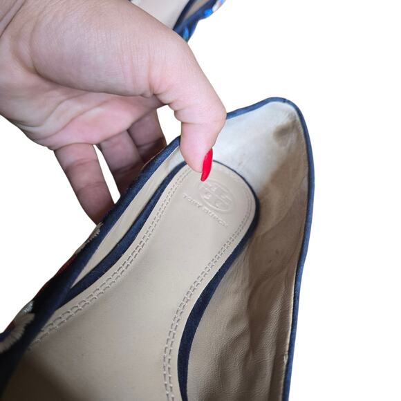 Tory Burch Rosemont Pansy Floral Embroidered Pointed Toe Flats Size: 9 - Picture 6 of 7